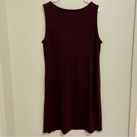 NWT Eileen Fisher Ribbed Organic Cotton Blend Dress Plum Slim Fit Knee Length XL - Picture 9 of 9